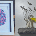 Je réutilise des boutons et du papier pour réaliser des décorations de Pâques.
